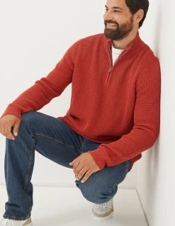 FatFace Pembrey Cotton Half Neck Jumper Washed Red Online
