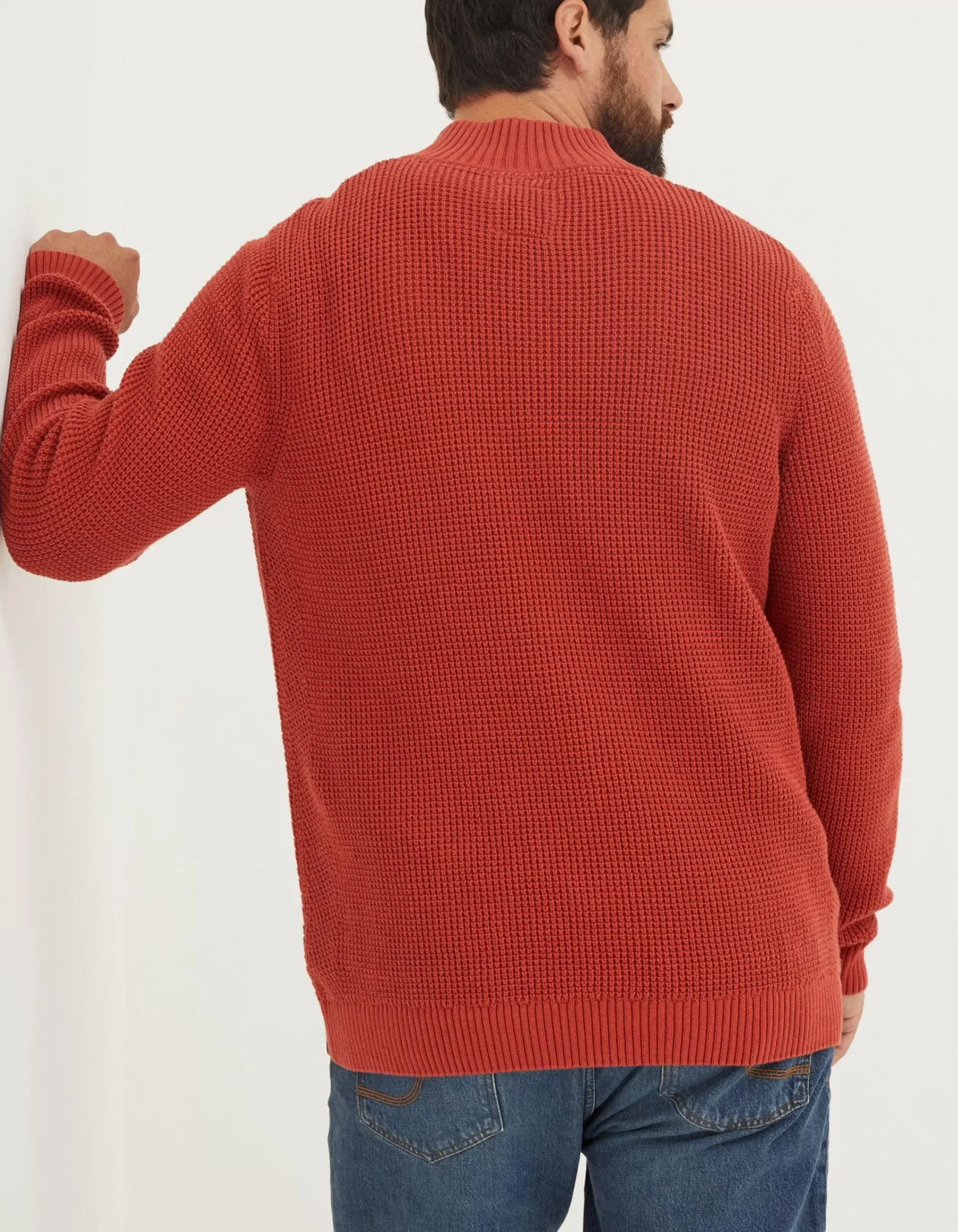 FatFace Pembrey Cotton Half Neck Jumper Washed Red Online