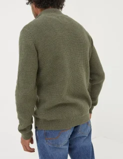 FatFace Pembrey Half Neck Jumper Washed Green Clearance