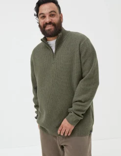 FatFace Pembrey Half Neck Jumper Washed Green Clearance