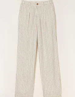 FatFace Pendeen Linen Blend Wide Leg Trousers Cream Discount