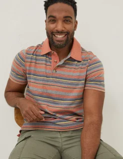 FatFace Penzance Stripe Polo Orange Discount