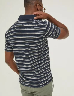 FatFace Perranporth Stripe Polo T-Shirt Navy Discount