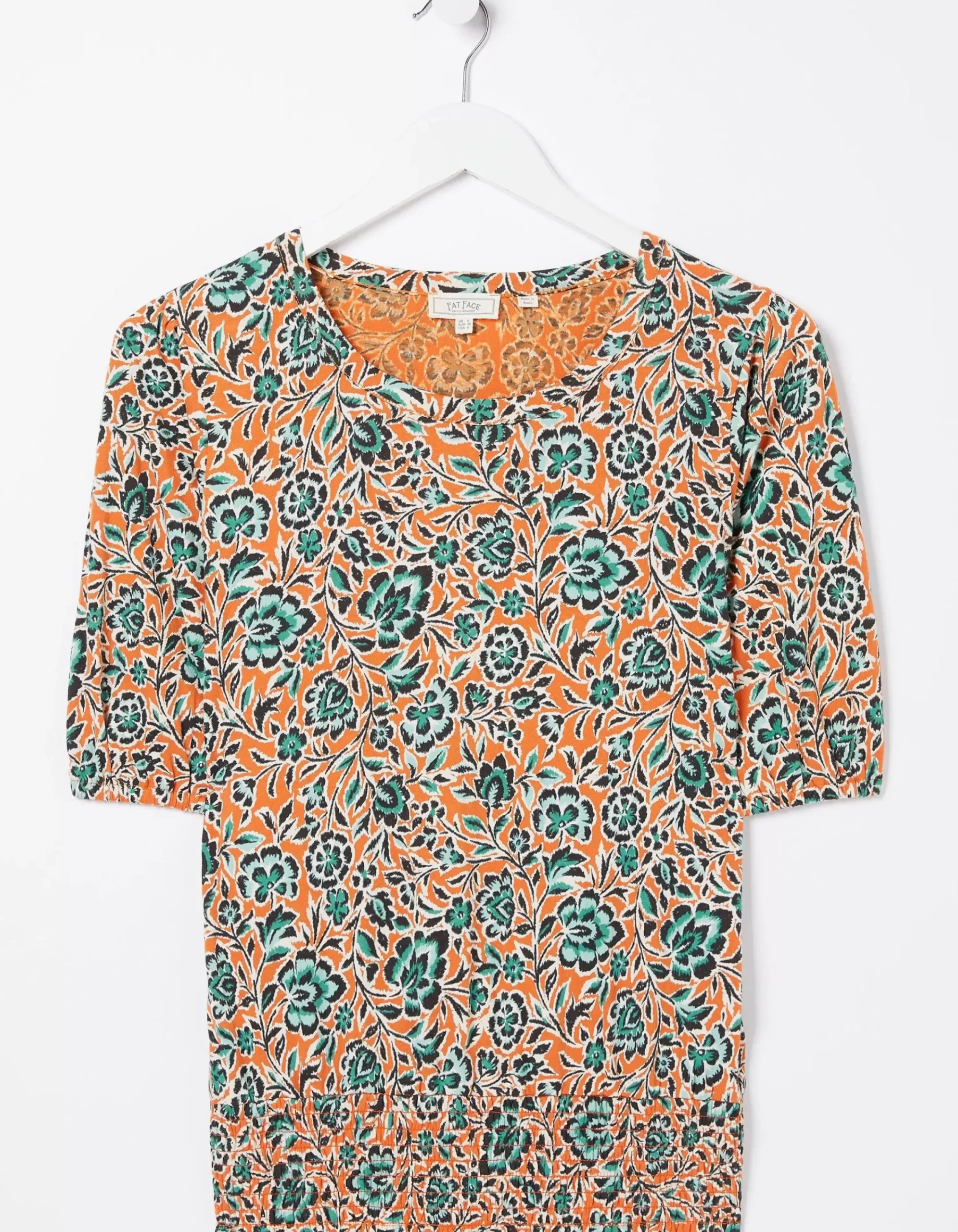 FatFace Perrie Sketch Floral Top Orange Outlet