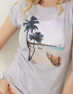 FatFace Photographic T Shirt Lilac Discount
