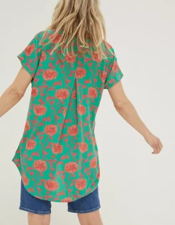 FatFace Piper Bali Blooms Tunic Bright Green Hot