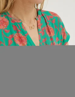 FatFace Piper Bali Blooms Tunic Bright Green Hot