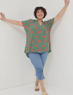 FatFace Piper Bali Blooms Tunic Bright Green Hot