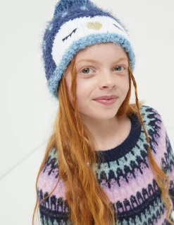 FatFace Pippa Penguin Beanie Hat Navy Outlet