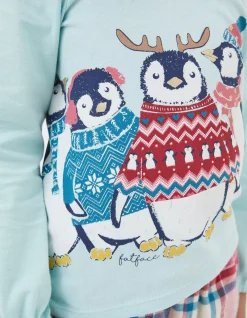 FatFace Pippa Penguin Check Pyjama Set Multi Clearance