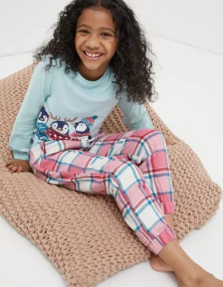FatFace Pippa Penguin Check Pyjama Set Multi Clearance
