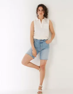 FatFace Polly Sleeveless Polo Shirt Ivory Best