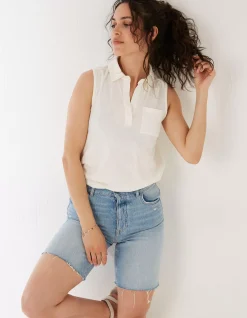 FatFace Polly Sleeveless Polo Shirt Ivory Best