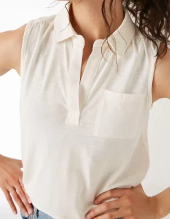 FatFace Polly Sleeveless Polo Shirt Ivory Best