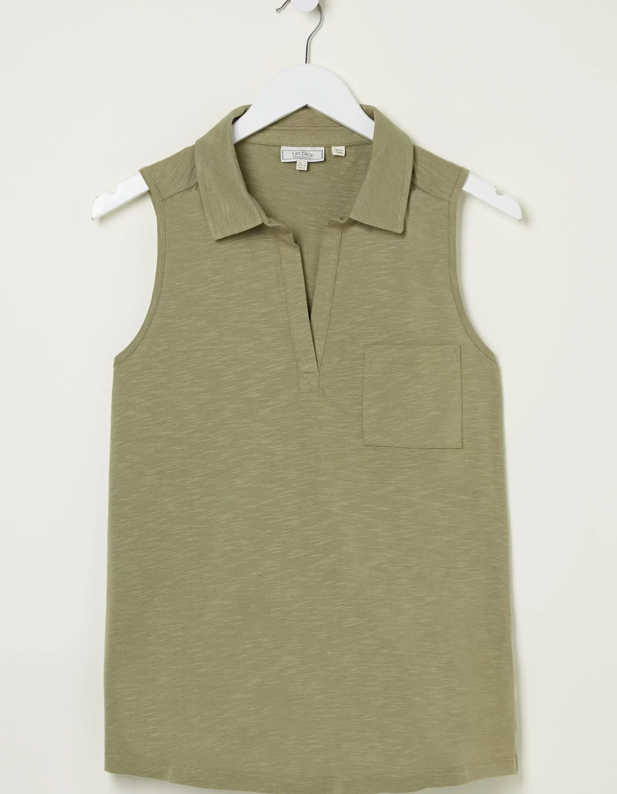 FatFace Polly Sleeveless Polo Shirt Khaki