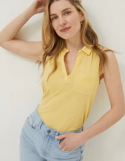 FatFace Polly Sleeveless Polo Shirt Yellow Best