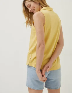FatFace Polly Sleeveless Polo Shirt Yellow Best