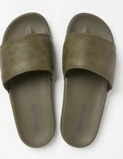 FatFace Pool Sliders Khaki Green Hot