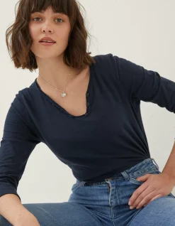FatFace Porter Organic Cotton T Shirt Navy Hot