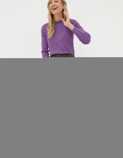 FatFace Presley Check Wide Leg Trousers Purple Discount