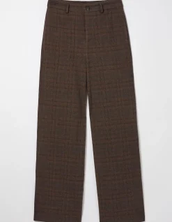 FatFace Presley Check Wide Leg Trousers Purple Discount