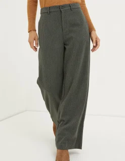 FatFace Presley Mini Check Trouser Charcoal Grey Sale