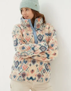 FatFace Printed Half Neck Fleece Ivory Best