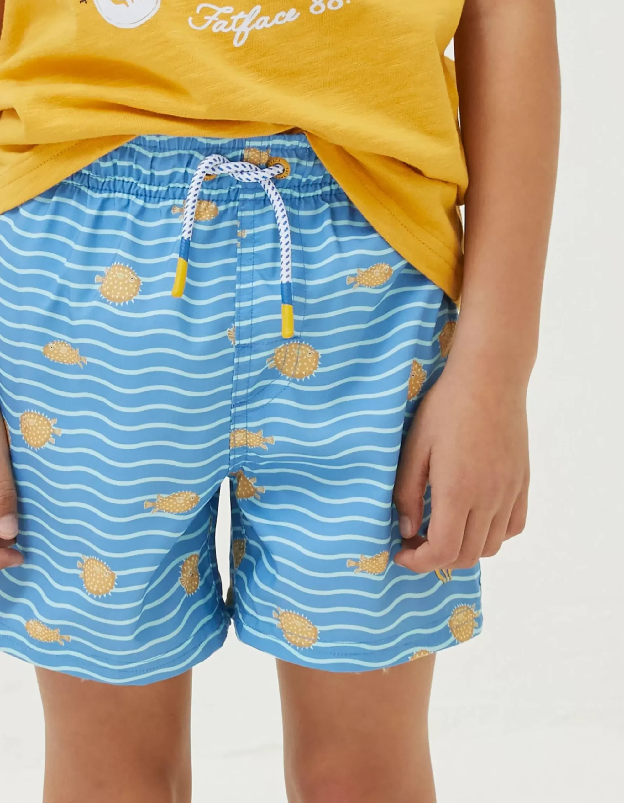 FatFace Pufferfish Swim Shorts Light Blue Clearance