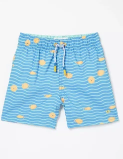 FatFace Pufferfish Swim Shorts Light Blue Clearance