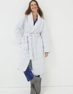 FatFace Quilted Dressing Gown Grey Marl Sale