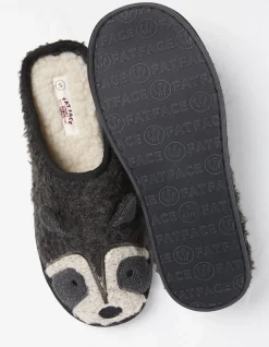 FatFace Ralphie Racoon Slipper Black