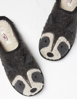 FatFace Ralphie Racoon Slipper Black