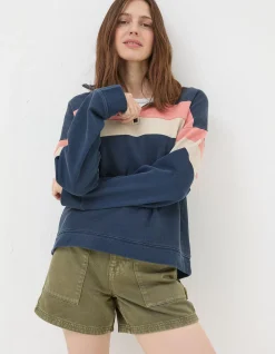 FatFace Relaxed Airlie Colour Block Sweatshirt Navy Outlet
