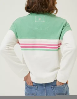 FatFace Relaxed Airlie Colour Block Sweat Green Outlet