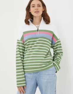 FatFace Relaxed Airlie Stripe Sweatshirt Green