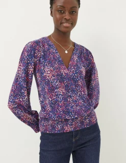 FatFace Remi Layered Spot Wrap Top Purple Best