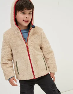 FatFace Reversible Quilted Jacket Khaki Green Outlet