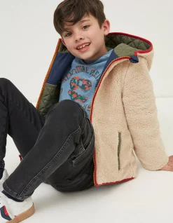 FatFace Reversible Quilted Jacket Khaki Green Outlet