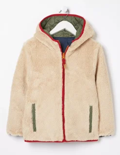 FatFace Reversible Quilted Jacket Khaki Green Outlet