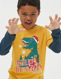 FatFace Rexmas Graphic T-Shirt Yellow Sale