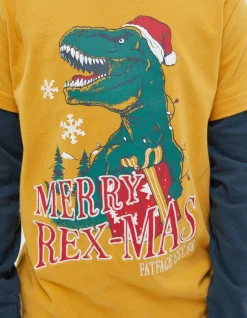 FatFace Rexmas Graphic T-Shirt Yellow Sale