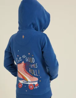 FatFace Roller Skate Graphic Zip Thru Hoodie Cobalt Online