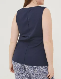 FatFace Romy Lace Trim Vest Top Navy Outlet
