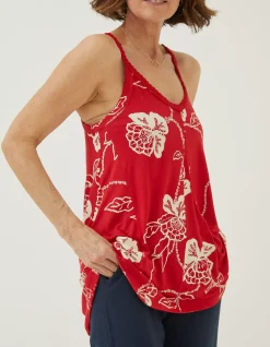 FatFace Rosie Batik Longline Top Tomato Red Best