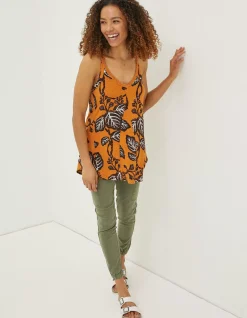 FatFace Rosie Vine Floral Tunic Top Golden Yellow Clearance