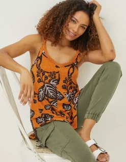 FatFace Rosie Vine Floral Tunic Top Golden Yellow Clearance