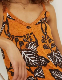 FatFace Rosie Vine Floral Tunic Top Golden Yellow Clearance