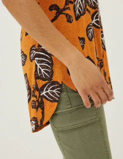 FatFace Rosie Vine Floral Tunic Top Golden Yellow Clearance