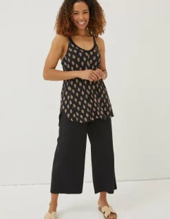 FatFace Rosie Woodblock Longline Top Black Discount