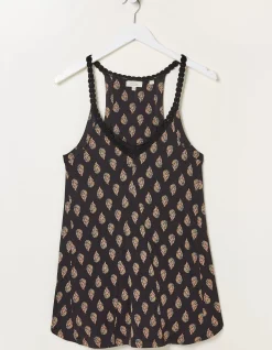 FatFace Rosie Woodblock Longline Top Black Discount